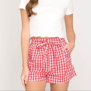 Red gingham shorts